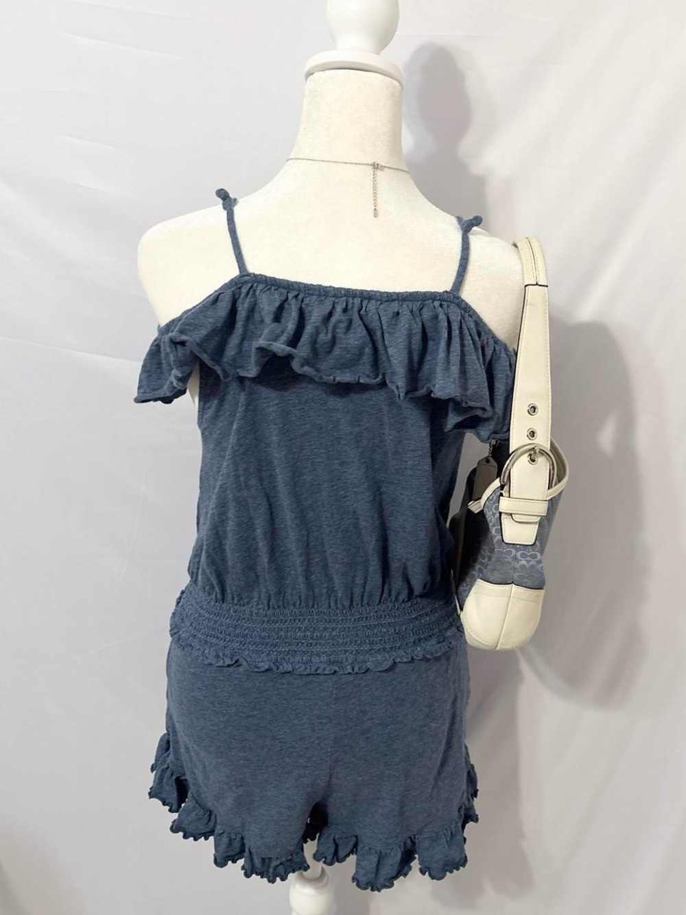 Preppy Blue Ruffled Ralph Lauren Romper - Picture 3 of 4
